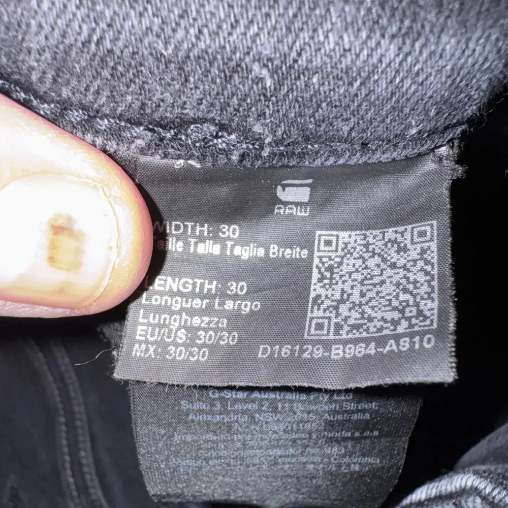 G-STAR RAW Men's Airblaze 3D Skinny Black Jeans 30X30 Fits 29x29.5 Stretch EUC